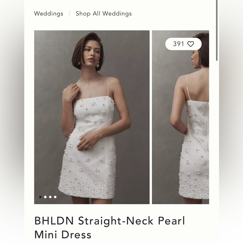 BHLDN Straight-Neck Pearl Mini Dress